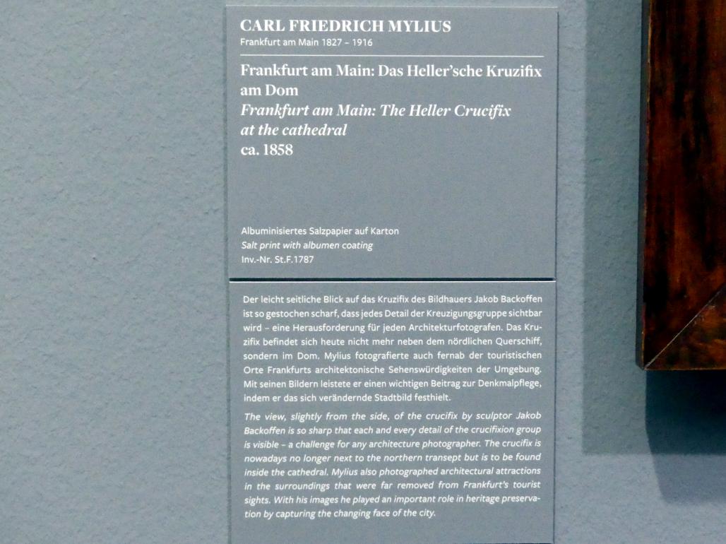 Carl Friedrich Mylius (1855–1870), Frankfurt am Main: Das Heller'sche Kruzifix am Dom, Frankfurt am Main, Städel Museum, 1. Obergeschoss, Saal 3, um 1858, Bild 2/2