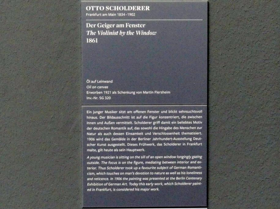 Otto Scholderer (1861–1882), Der Geiger am Fenster, Frankfurt am Main, Städel Museum, 1. Obergeschoss, Saal 5, 1861, Bild 2/2