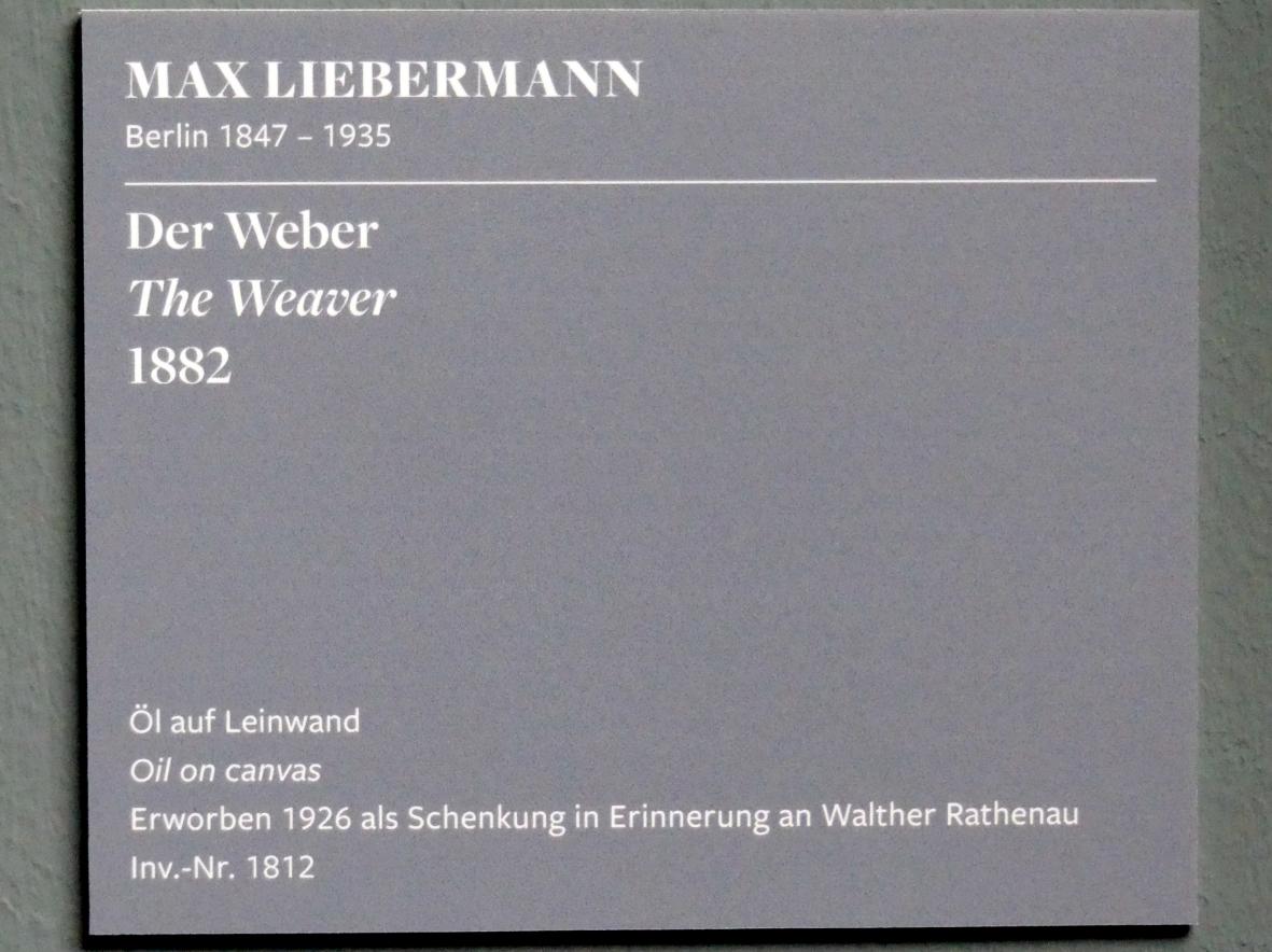 Max Liebermann (1872–1929), Der Weber, Frankfurt am Main, Städel Museum, 1. Obergeschoss, Saal 5, 1882, Bild 2/2