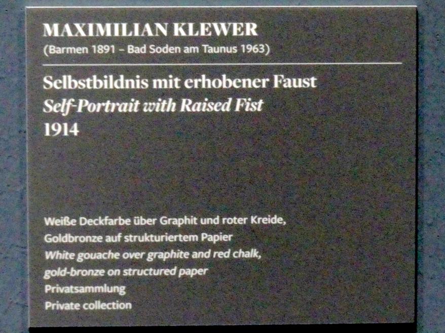Maximilian Klewer (1907–1936), Selbstbildnis mit erhobener Faust, Frankfurt am Main, Städel Museum, 1. Obergeschoss, Saal 7, 1914, Bild 2/2