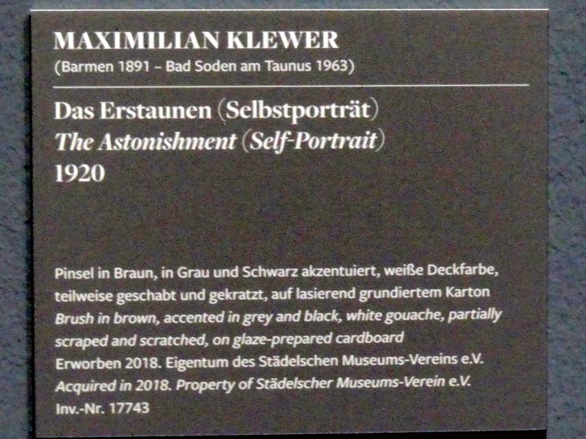 Maximilian Klewer (1907–1936), Das Erstaunen (Selbstportrait), Frankfurt am Main, Städel Museum, 1. Obergeschoss, Saal 7, 1920, Bild 2/2