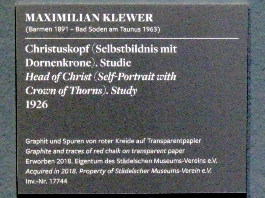 Maximilian Klewer (1907–1936), Christuskopf (Selbstbildnis mit Dornenkrone), Frankfurt am Main, Städel Museum, 1. Obergeschoss, Saal 7, 1926, Bild 2/2