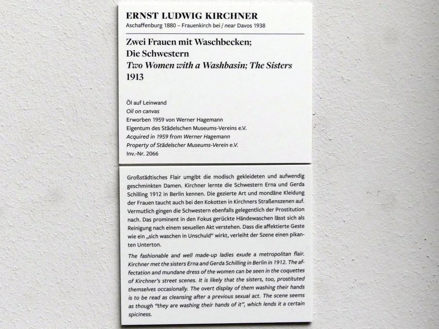 Ernst Ludwig Kirchner (1904–1933), Zwei Frauen mit Waschbecken; Die Schwestern, Frankfurt am Main, Städel Museum, 1. Obergeschoss, Saal 11, 1913, Bild 2/2