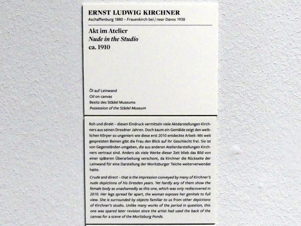 Ernst Ludwig Kirchner (1904–1933), Akt im Atelier, Frankfurt am Main, Städel Museum, 1. Obergeschoss, Saal 12, um 1910, Bild 2/2