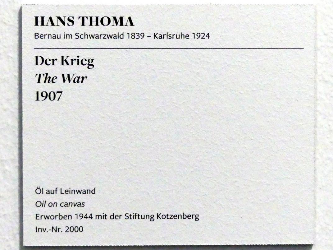 Hans Thoma (1860–1912), Der Krieg, Frankfurt am Main, Städel Museum, 1. Obergeschoss, Saal 15, 1907, Bild 2/2