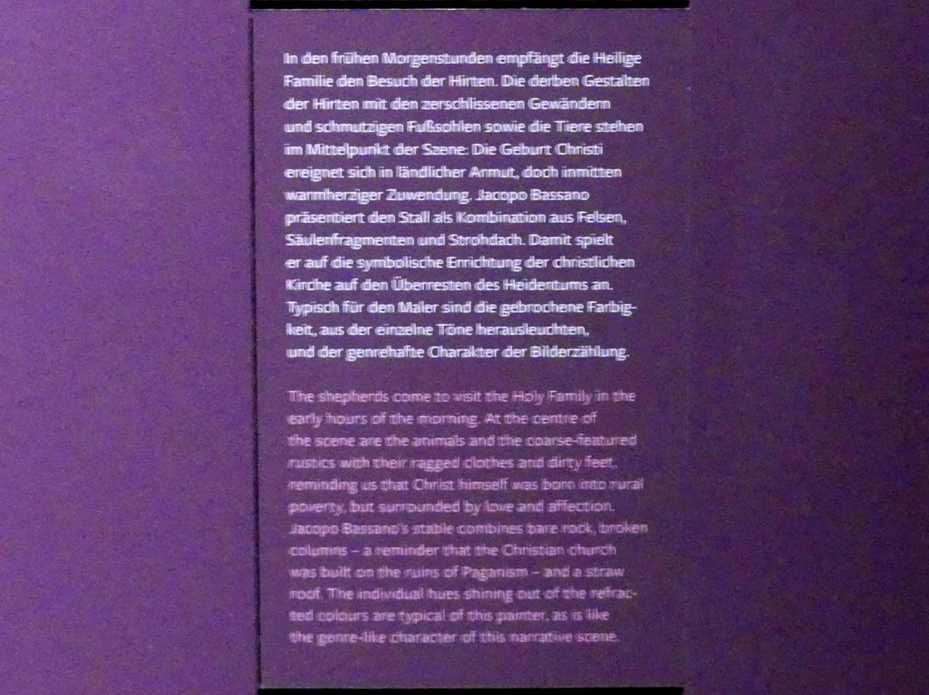 Jacopo Bassano (da Ponte) (1539–1590), Anbetung der Hirten, Frankfurt, Städel, Ausstellung "Tizian und die Renaissance in Venedig" vom 13.02. - 26.05.2019, Teil 1, Raum 2, um 1555–1560, Bild 3/3
