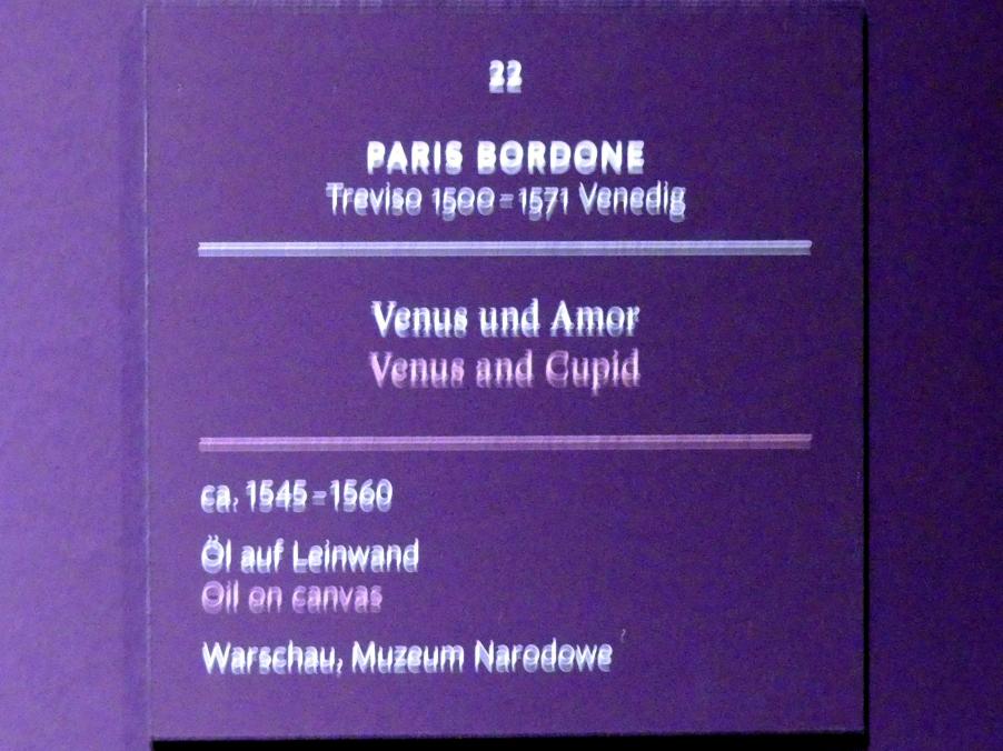 Paris Bordone (1523–1560), Venus und Amor, Frankfurt, Städel, Ausstellung "Tizian und die Renaissance in Venedig" vom 13.02. - 26.05.2019, Teil 1, Raum 3, um 1545–1560, Bild 2/2