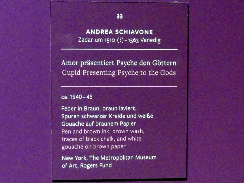 Andrea Schiavone (1542–1545), Amor präsentiert Psyche den Göttern, Frankfurt, Städel, Ausstellung "Tizian und die Renaissance in Venedig" vom 13.02. - 26.05.2019, Teil 1, Raum 4, um 1540–1545, Bild 2/2
