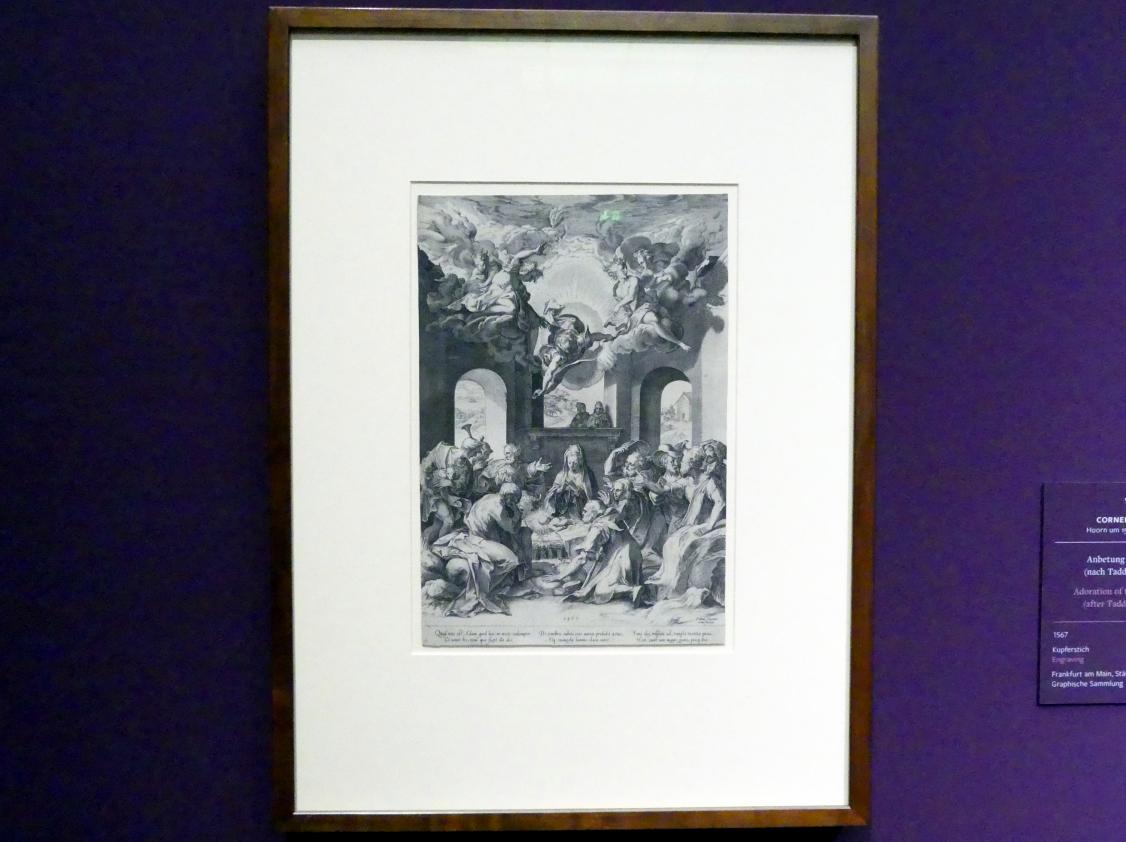 Cornelis Cort (1567), Anbetung der Hirten (nach Taddeo Zuccari), Frankfurt, Städel, Ausstellung "Tizian und die Renaissance in Venedig" vom 13.02. - 26.05.2019, Teil 2, Raum 4, 1567