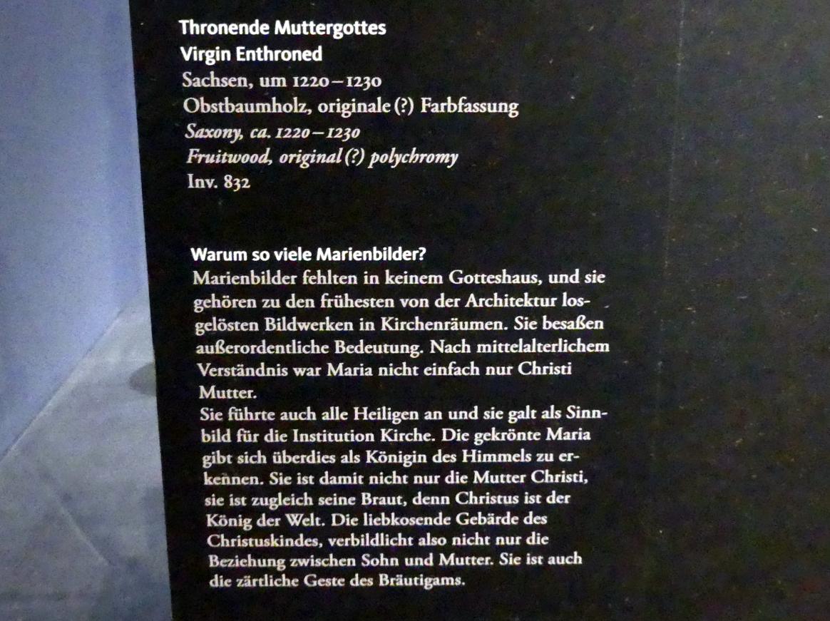 Thronenden Muttergottes, Frankfurt am Main, Liebieghaus Skulpturensammlung, Mittelalter 1 - Tradition und Aufbruch, um 1220–1230, Bild 2/2
