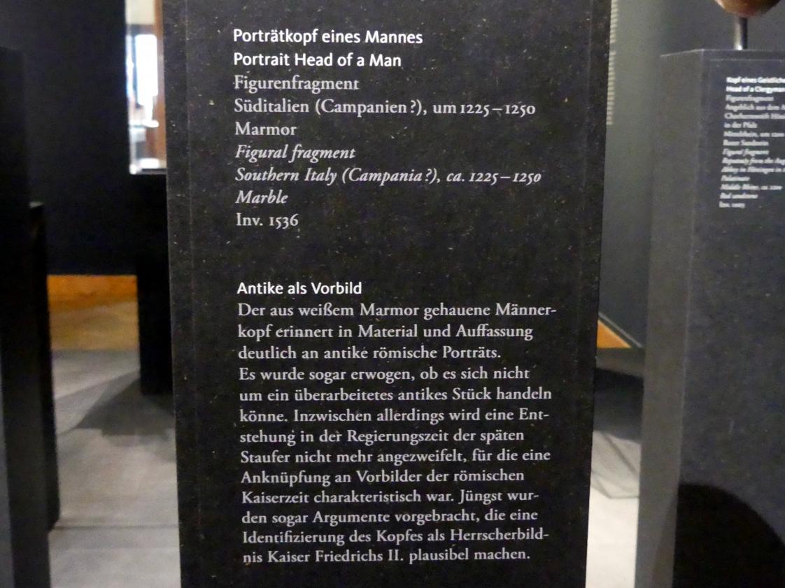 Porträtkopf eines Mannes, Frankfurt am Main, Liebieghaus Skulpturensammlung, Mittelalter 1 - Tradition und Aufbruch, um 1225–1250, Bild 2/2