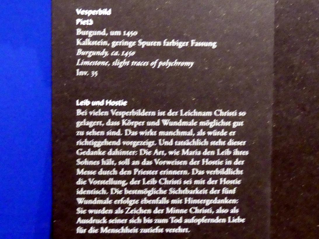 Vesperbild, Frankfurt am Main, Liebieghaus Skulpturensammlung, Mittelalter 2 - Schöner Stil und neue Wirklichkeit, um 1450, Bild 2/2