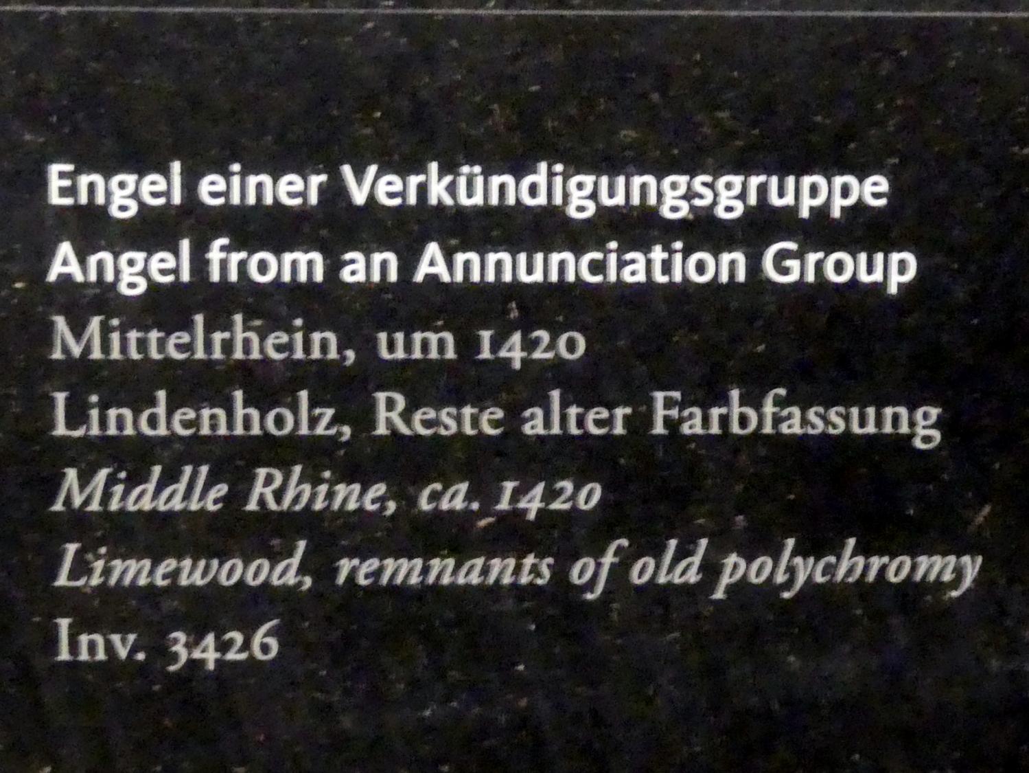 Engel einer Verkündigungsgruppe, Frankfurt am Main, Liebieghaus Skulpturensammlung, Mittelalter 2 - Schöner Stil und neue Wirklichkeit, um 1420, Bild 2/2