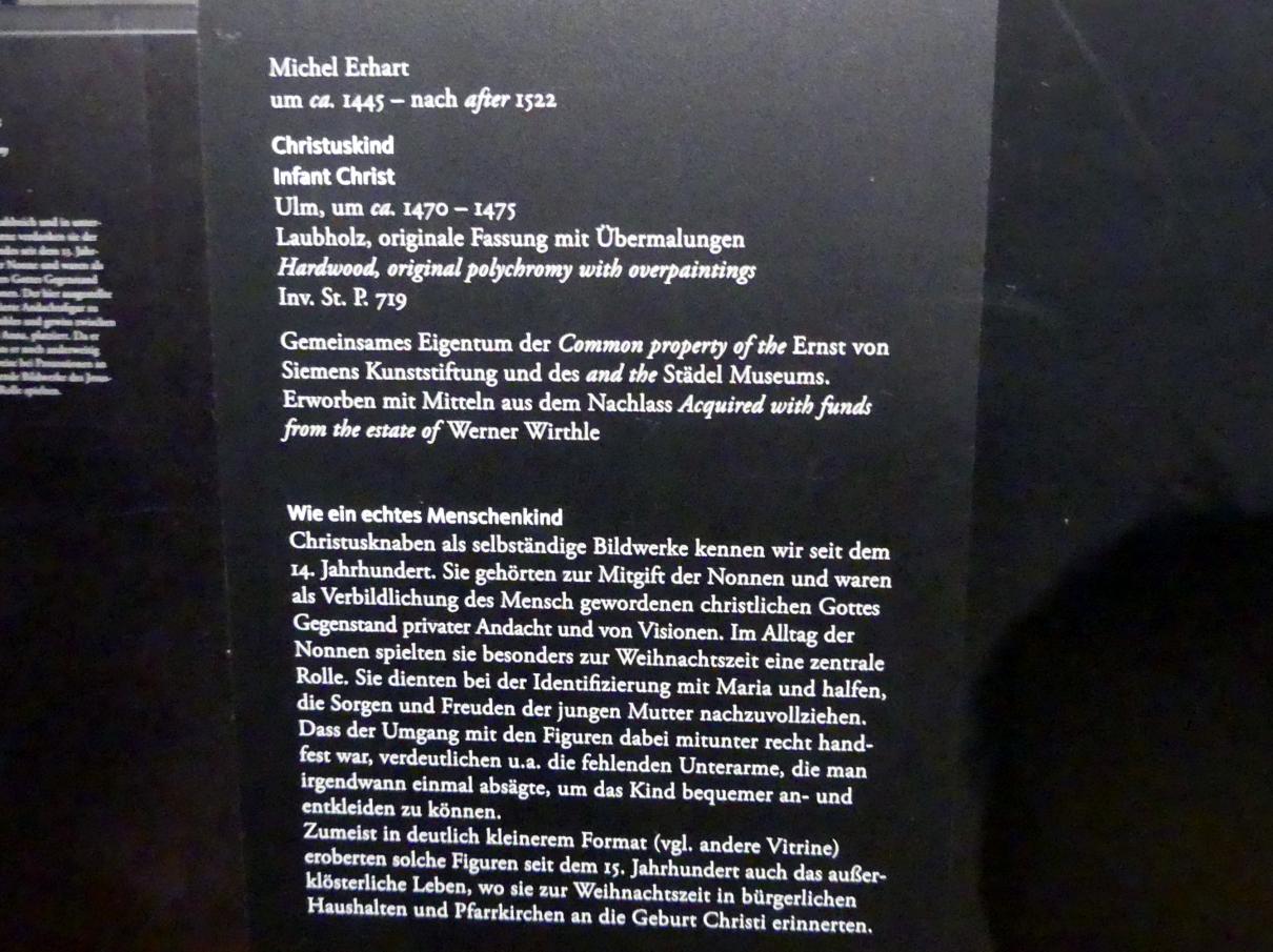 Michel Erhart (1472–1516), Christuskind, Frankfurt am Main, Liebieghaus Skulpturensammlung, Mittelalter 5 - der Erfolg der neuen Kunst, um 1470–1475, Bild 2/2