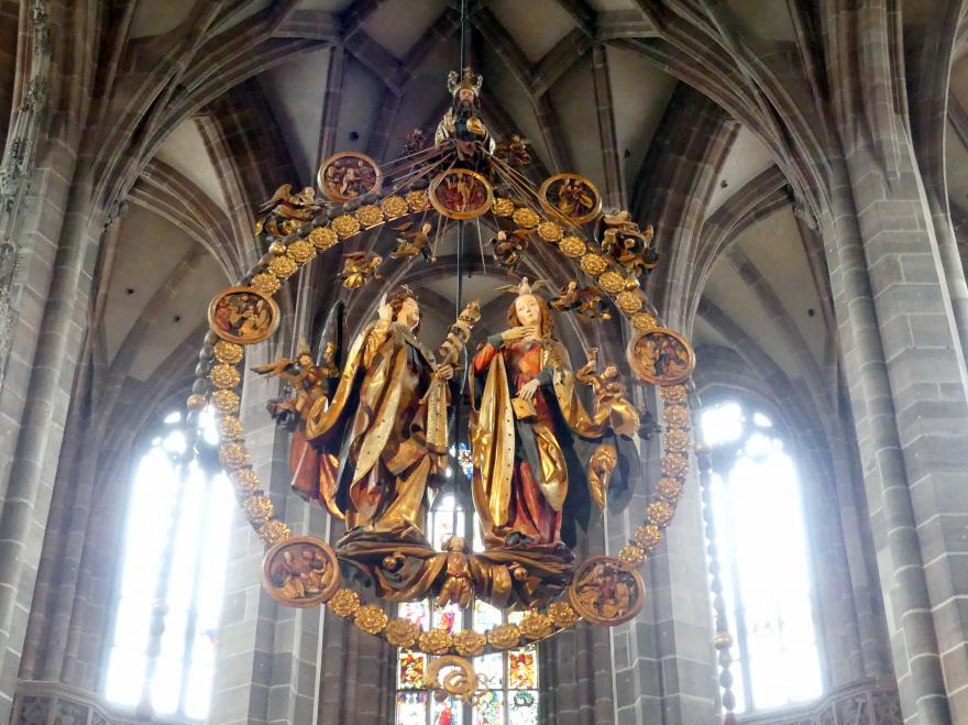 Veit Stoß (1495–1524), Engelsgruß im Rosenkranz, Nürnberg, Kirche St. Lorenz, 1517–1518, Bild 5/5
