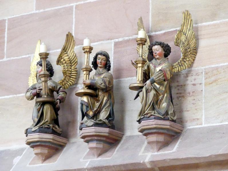 Veit Stoß (1495–1524), Verkündigungsengel und Leuchterengel, Nürnberg, Stadtpfarrkirche Zu Unserer lieben Frau (Frauenkirche), Beginn 16. Jhd., Bild 1/6