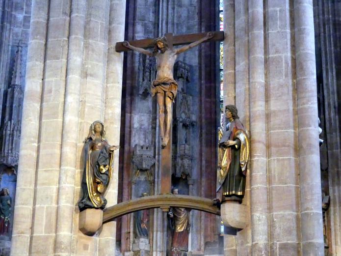 Veit Stoß (1495–1524), Maria und Johannes einer Kreuzigungsgruppe, Nürnberg, Stadtpfarrkirche Zu Unserer lieben Frau (Frauenkirche), jetzt Nürnberg, Kirche St. Sebald, 1507–1508, Bild 3/5