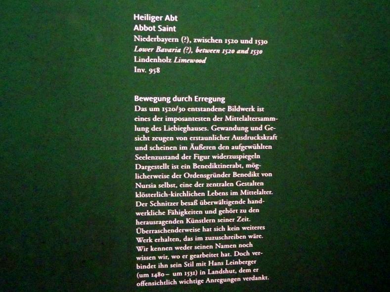 Heiliger Abt, Frankfurt am Main, Liebieghaus Skulpturensammlung, Mittelalter 6 - Zeitenwende - neue Ausdrucksformen, um 1520–1530, Bild 2/2