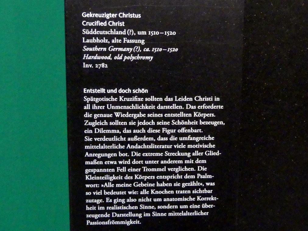 Gekreuzigter Christus, Frankfurt am Main, Liebieghaus Skulpturensammlung, Mittelalter 6 - Zeitenwende - neue Ausdrucksformen, um 1510–1520, Bild 2/2
