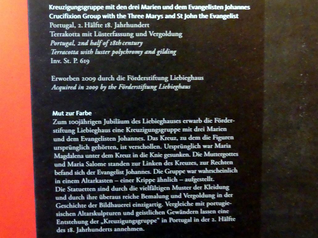 Kreuzigungsgruppe mit den drei Marien und dem Evangelisten Johannes, Frankfurt am Main, Liebieghaus Skulpturensammlung, Barock - barockes Theater, 2. Hälfte 18. Jhd., Bild 2/2