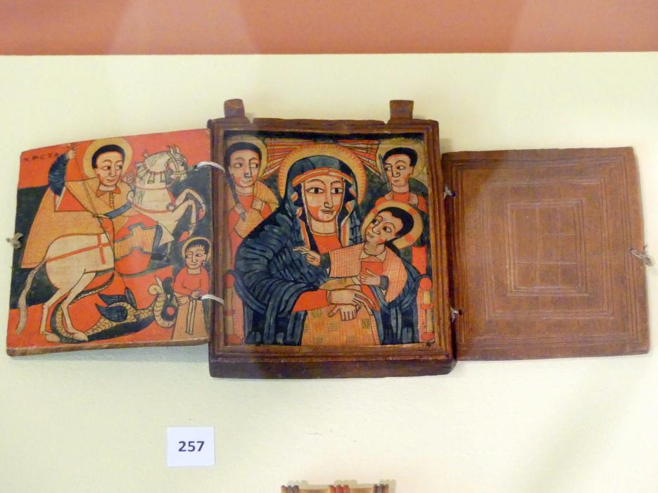Umhänge-Ikone, doppeltes Diptychon, Frankfurt am Main, Ikonen-Museum, Das äthiopisch-orthodoxe Christentum, 17. Jhd.