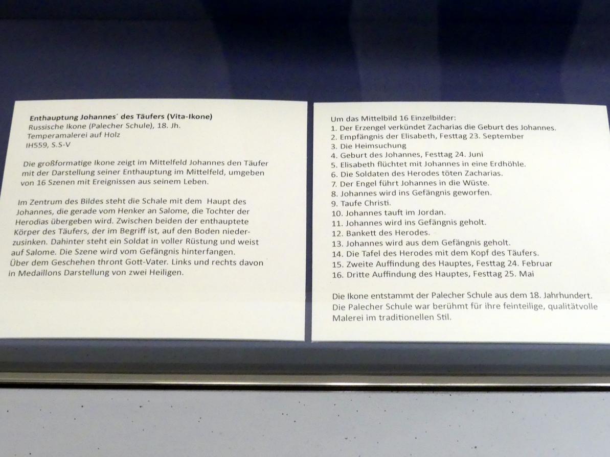Enthauptung Johannes des Täufers (Vita-Ikone), Frankfurt am Main, Ikonen-Museum, Obergeschoss, 18. Jhd., Bild 2/2