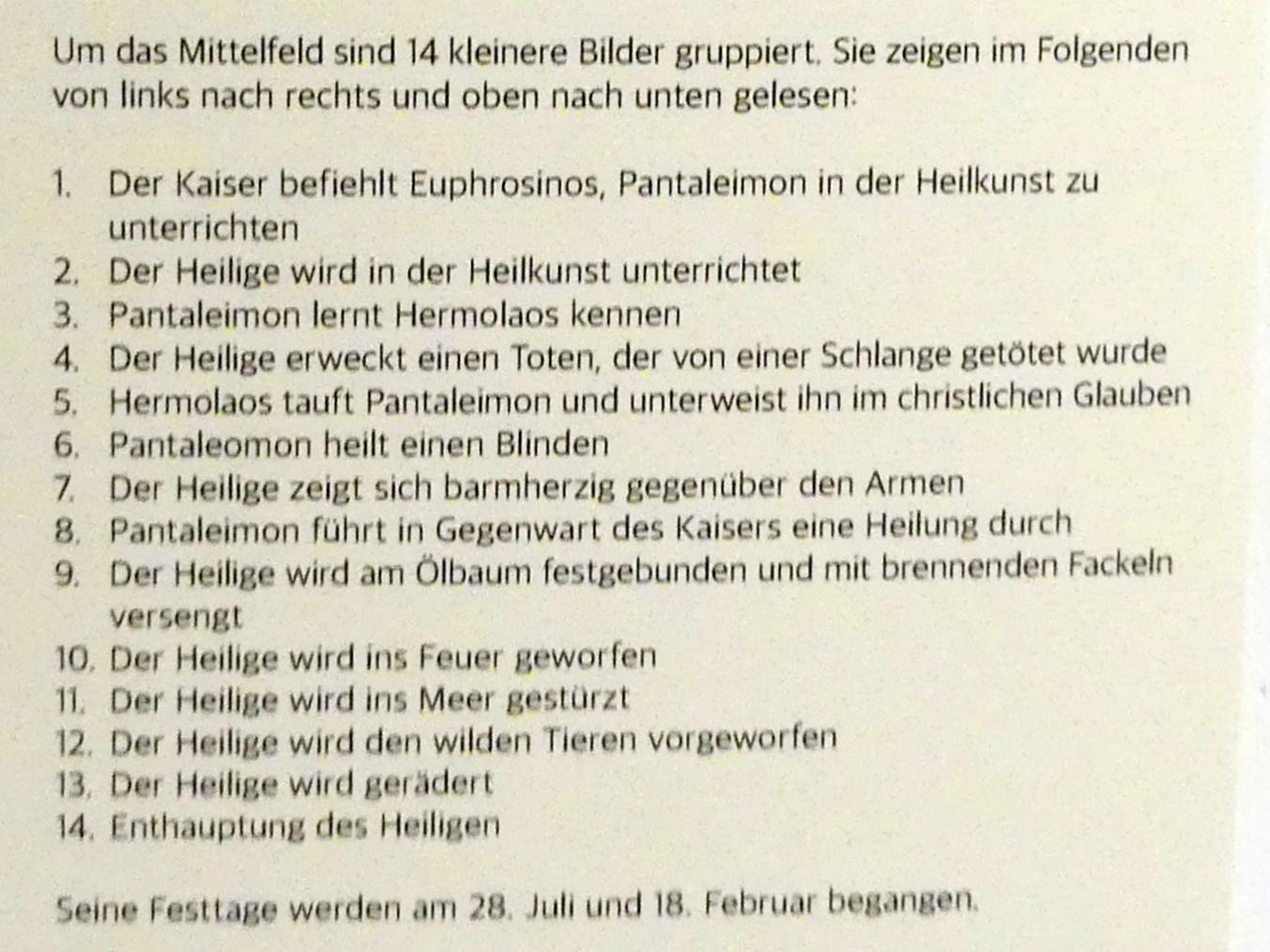 Heiliger Pantaleimon mit Szenen aus seinem Leben, Frankfurt am Main, Ikonen-Museum, Obergeschoss, Ende 19. Jhd., Bild 3/3