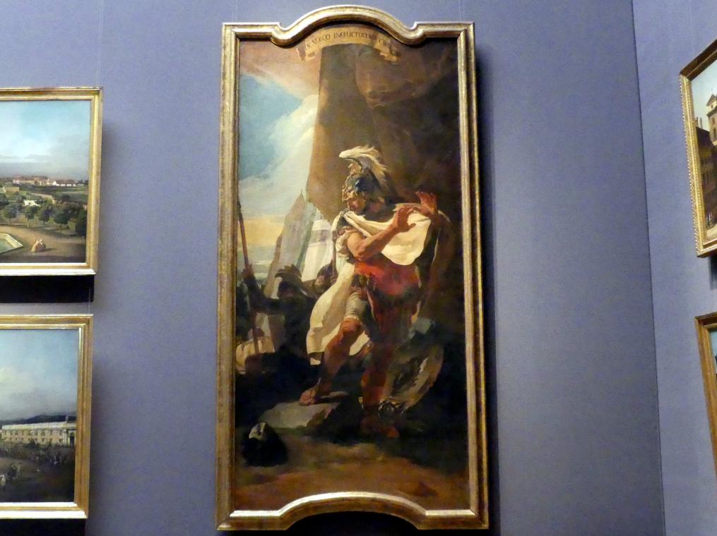 Giovanni Battista Tiepolo (1715–1785), Hannibal erkennt den Kopf seines Bruders Hasdrubal, Venedig, Palazzo Secco Dolfin, jetzt Wien, Kunsthistorisches Museum, Saal VII, 1728–1730