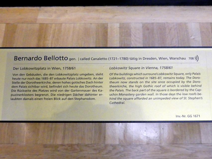 Bernardo Bellotto (Canaletto) (1738–1779), Der Lobkowitzplatz in Wien, Wien, Kunsthistorisches Museum, Saal VII, 1758–1761, Bild 2/2