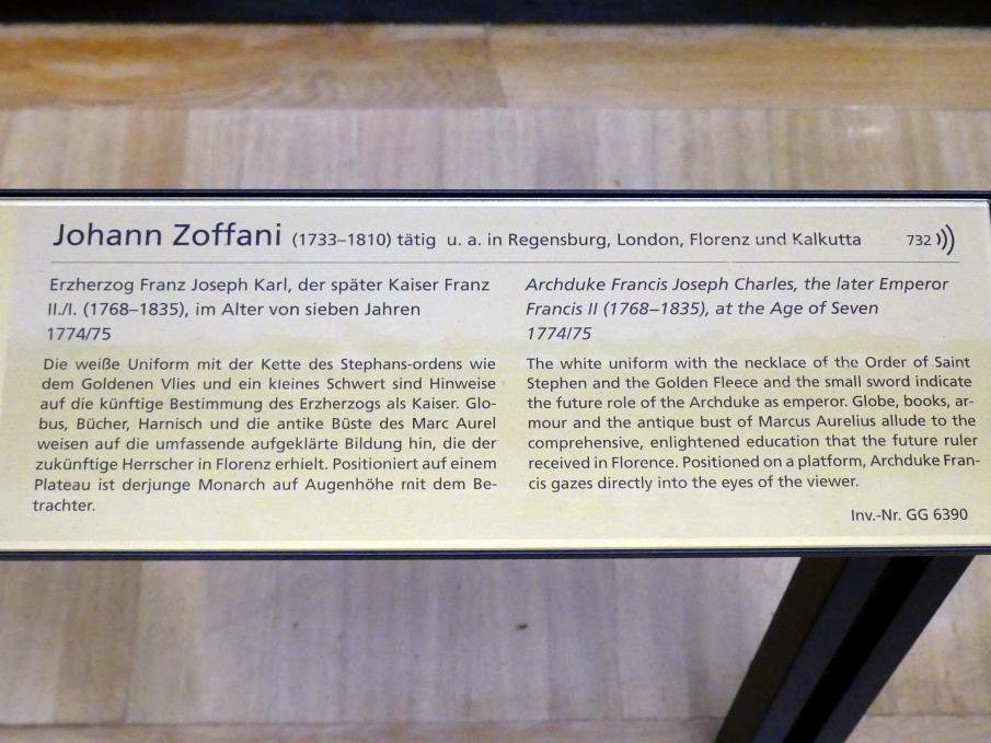 Johann Joseph Zoffany (1757–1783), Erzherzog Franz Joseph Karl, der spätere Kaiser Franz II./I. (1768-1835), im Alter von sieben Jahren, Wien, Kunsthistorisches Museum, Saal VII, 1774–1775, Bild 2/2