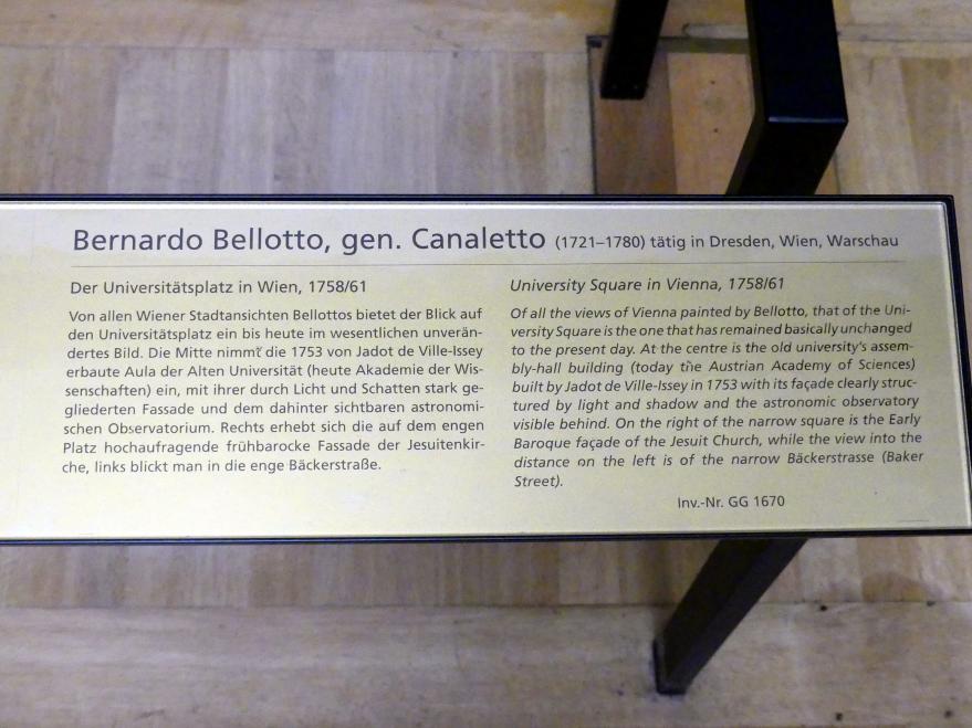 Bernardo Bellotto (Canaletto) (1738–1779), Der Universitätsplatz in Wien, Wien, Kunsthistorisches Museum, Saal VII, 1758–1761, Bild 2/2