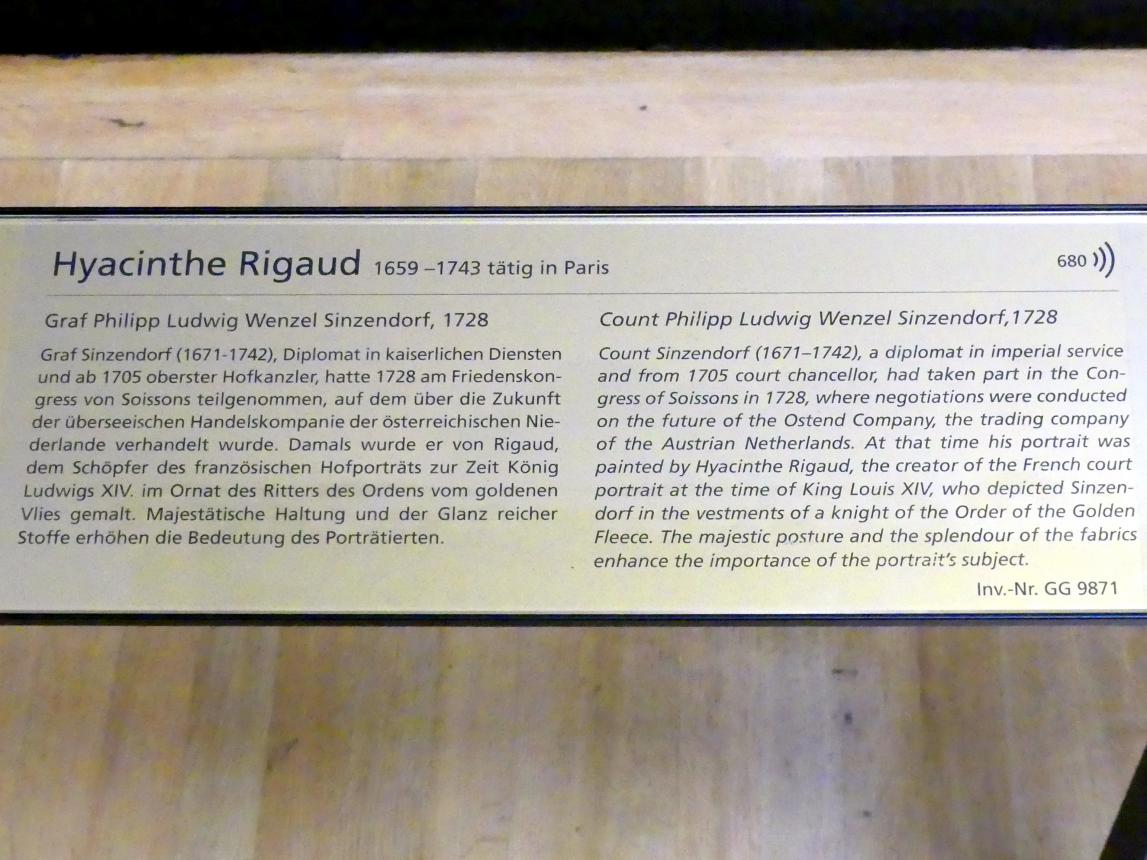 Hyacinthe Rigaud (1688–1740), Graf Philipp Ludwig Wenzel Sinzendorf, Wien, Kunsthistorisches Museum, Saal VII, 1728, Bild 2/2
