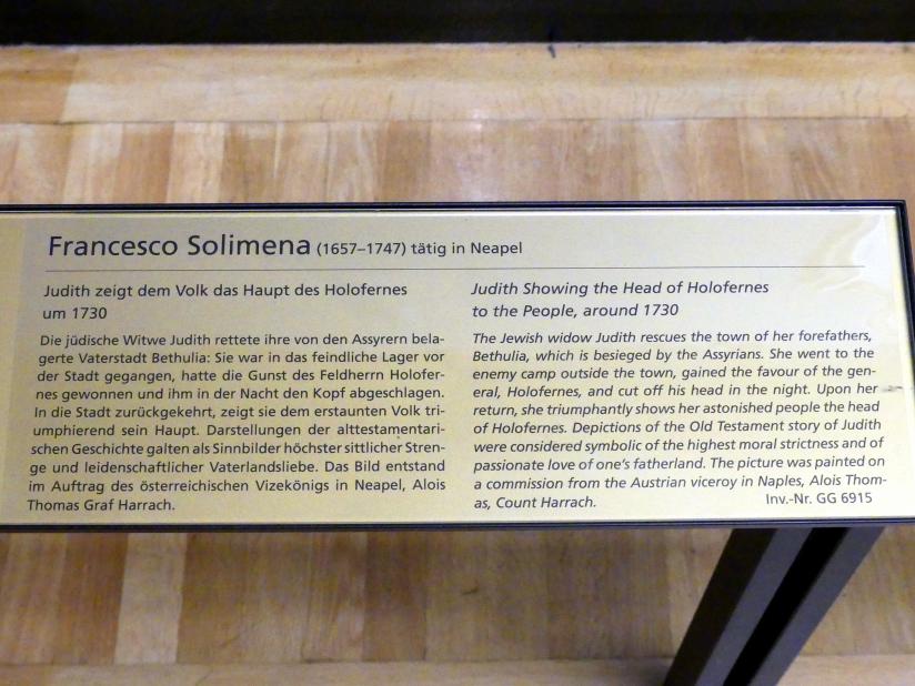 Francesco Solimena (1680–1731), Judith zeigt dem Volk das Haupt des Holofernes, Wien, Kunsthistorisches Museum, Saal VI, um 1730, Bild 2/2