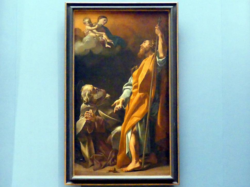Giovanni Lanfranco (1616–1637), Maria erscheint den Hll. Jakobus und Antonius Abbas, Wien, Kunsthistorisches Museum, Saal VI, um 1623–1624