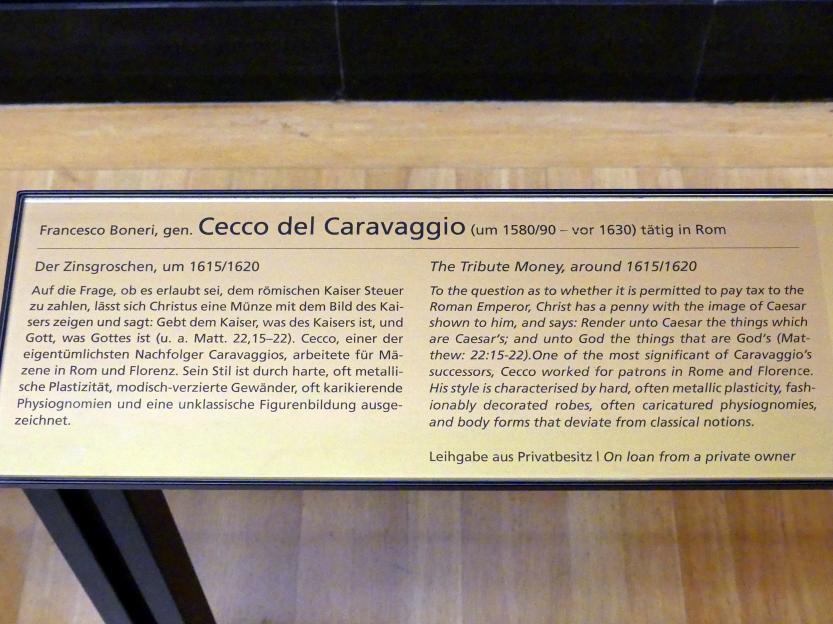Cecco del Caravaggio (Francesco Boneri) (1612–1617), Der Zinsgroschen, Wien, Kunsthistorisches Museum, Saal V, um 1615–1620, Bild 2/2