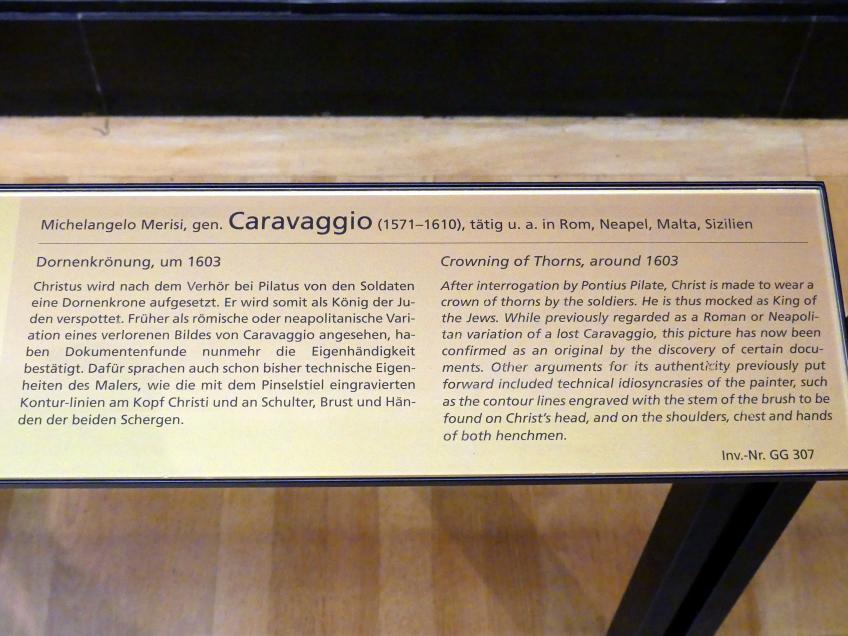 Michelangelo Merisi da Caravaggio (1594–1610), Dornenkrönung, Wien, Kunsthistorisches Museum, Saal V, um 1603, Bild 2/2