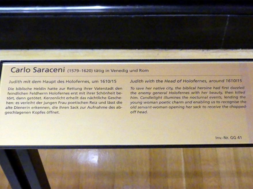 Carlo Saraceni (1598–1617), Judith mit dem Haupt des Holofernes, Wien, Kunsthistorisches Museum, Saal V, um 1610–1615, Bild 2/2