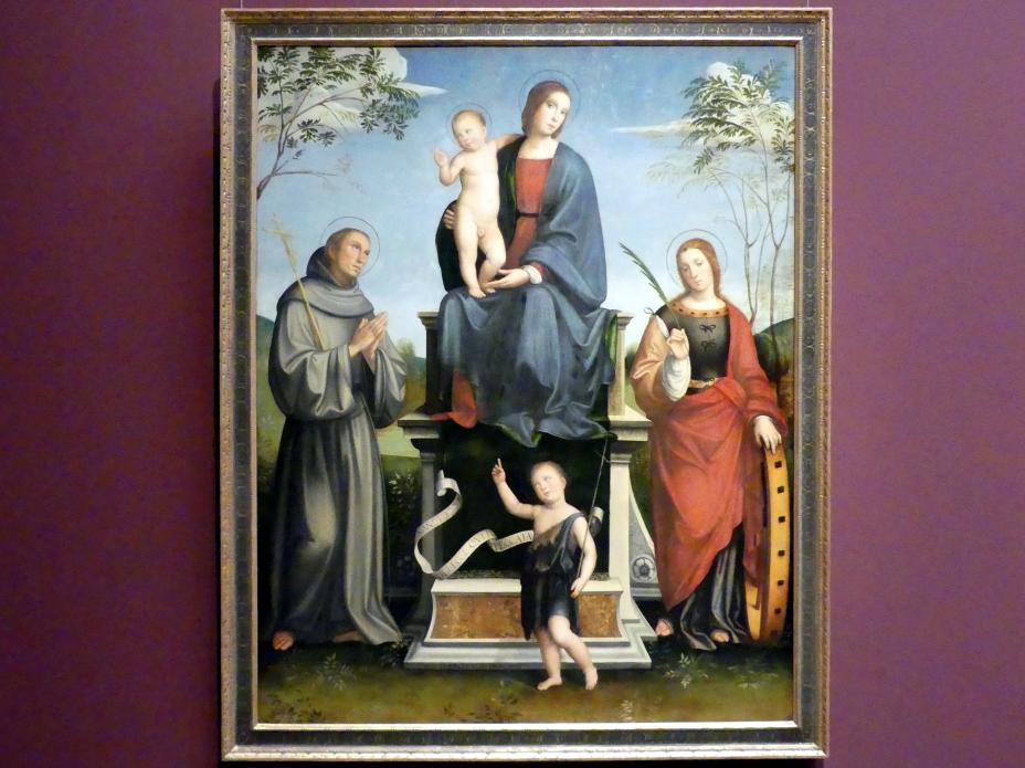 Francesco Francia (Raibolini) (1487–1515), Maria mit Kind und den hll. Franziskus, Katharina und Johannes, Wien, Kunsthistorisches Museum, Saal III, um 1504