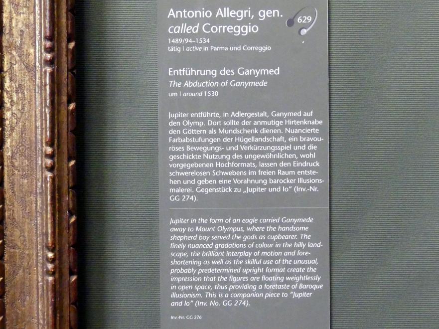 Antonio Allegri (Correggio) (1511–1532), Entführung des Ganymed, Wien, Kunsthistorisches Museum, Kabinett 3, um 1530, Bild 2/2