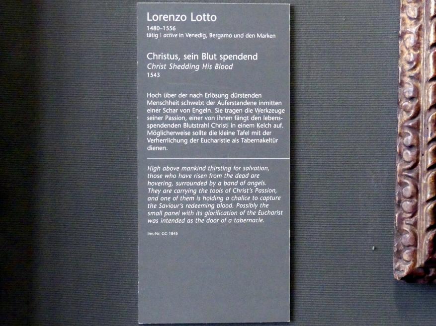 Lorenzo Lotto (1503–1549), Christus, sein Blut spendend, Wien, Kunsthistorisches Museum, Kabinett 3, 1543, Bild 2/2