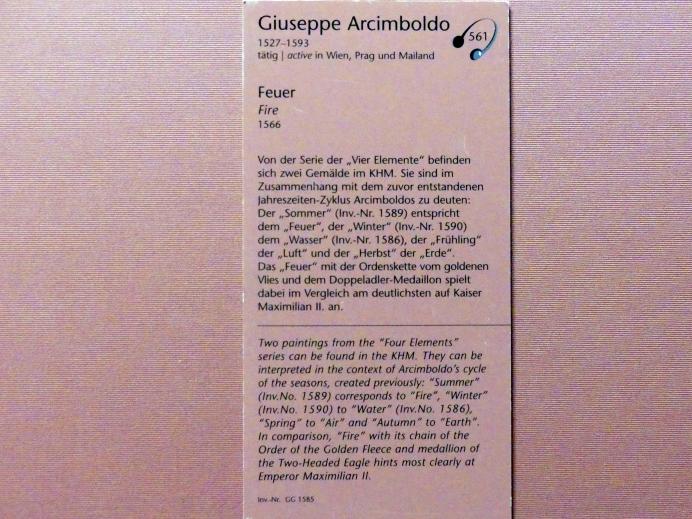 Giuseppe Arcimboldo (1557–1593), Feuer, Wien, Kunsthistorisches Museum, Kabinett 8, 1566, Bild 2/2