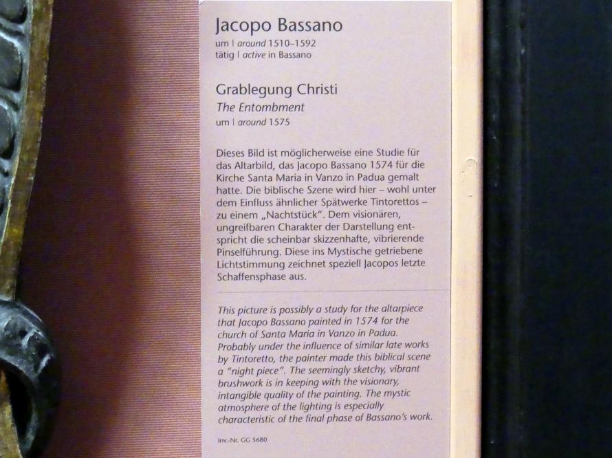 Jacopo Bassano (da Ponte) (1539–1590), Grablegung Christi, Wien, Kunsthistorisches Museum, Kabinett 9, um 1575, Bild 2/2