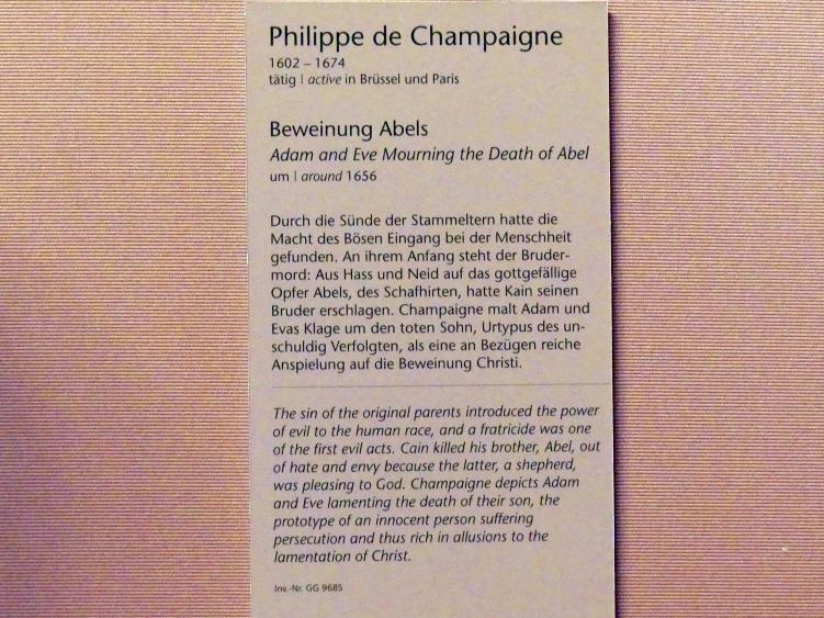 Philippe de Champaigne (1629–1668), Beweinung Abels, Wien, Kunsthistorisches Museum, Kabinett 11, um 1656, Bild 2/2