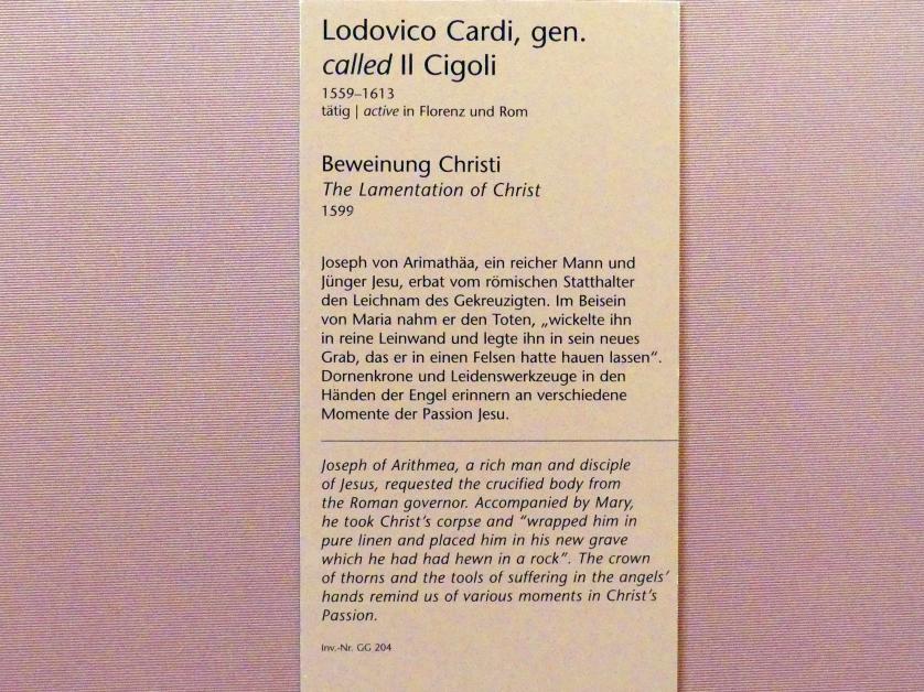 Ludovico Cigoli (Lodovico Cardi da Cigoli) (1599), Beweinung Christi, Wien, Kunsthistorisches Museum, Kabinett 12, 1599, Bild 2/2