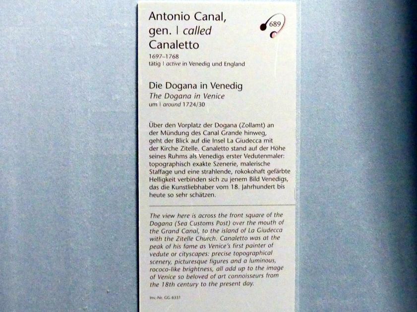 Giovanni Antonio Canal ("Canaletto") (1722–1765), Die Dogana in Venedig, Wien, Kunsthistorisches Museum, Kabinett 13, um 1724–1730, Bild 2/2