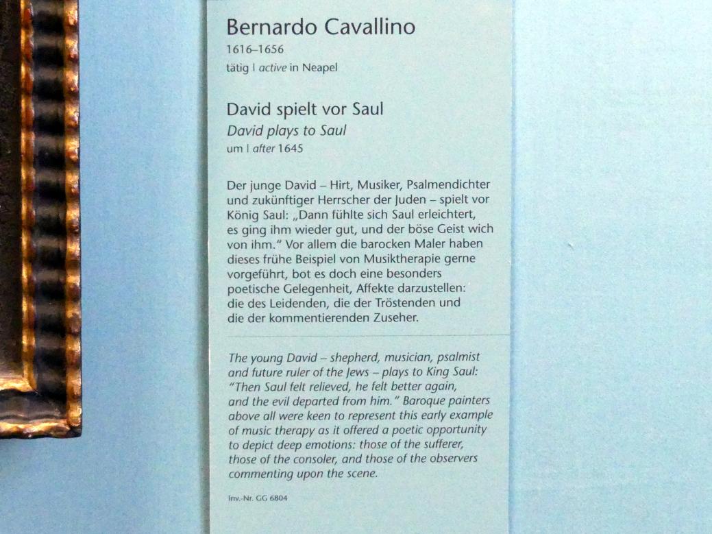 Bernardo Cavallino (1640–1650), David spielt vor Saul, Wien, Kunsthistorisches Museum, Kabinett 13, nach 1645, Bild 2/2