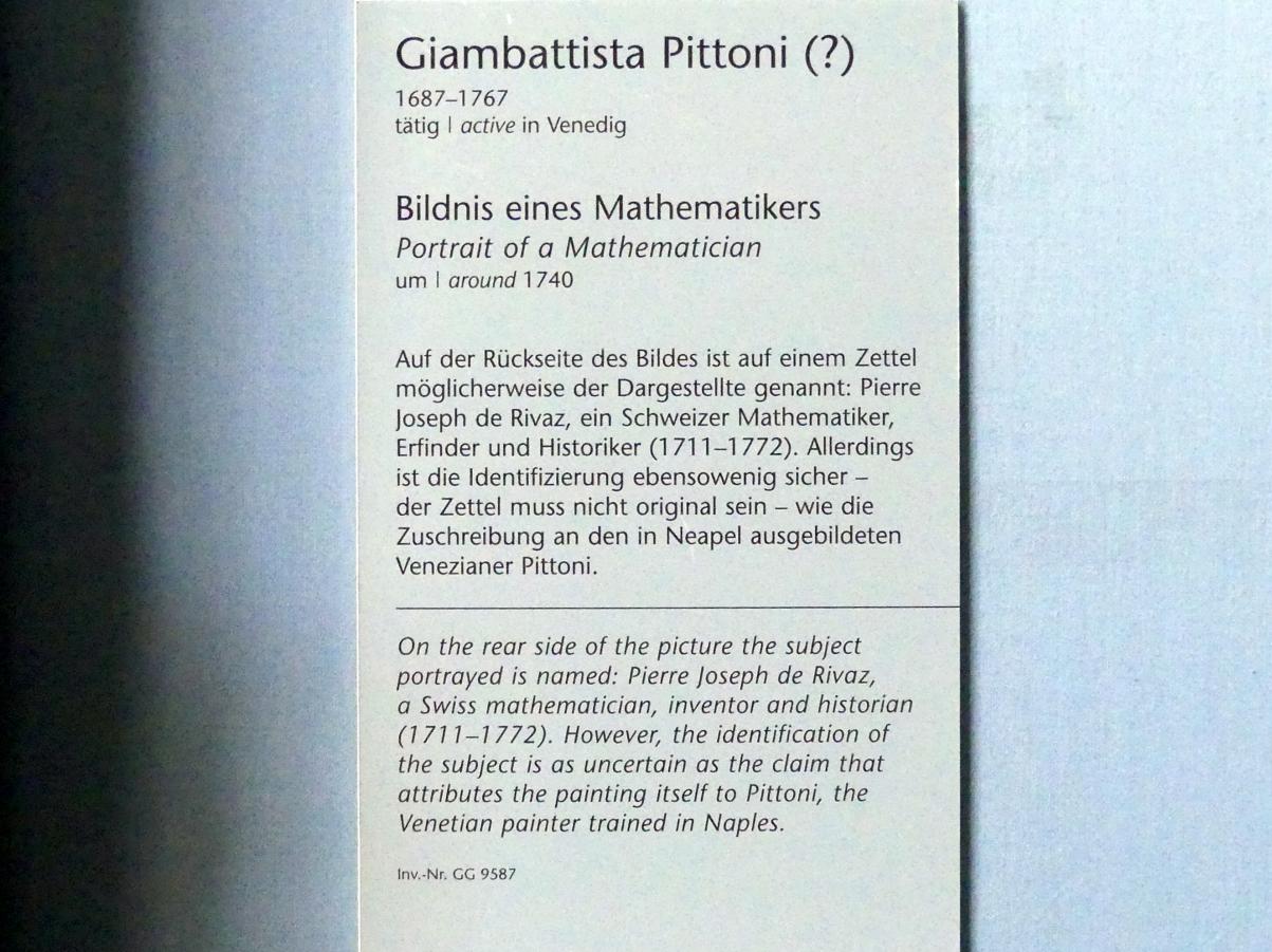Giovanni Battista Pittoni (1722–1748), Bildnis eines Mathematikers, Wien, Kunsthistorisches Museum, Kabinett 13, um 1740, Bild 2/2