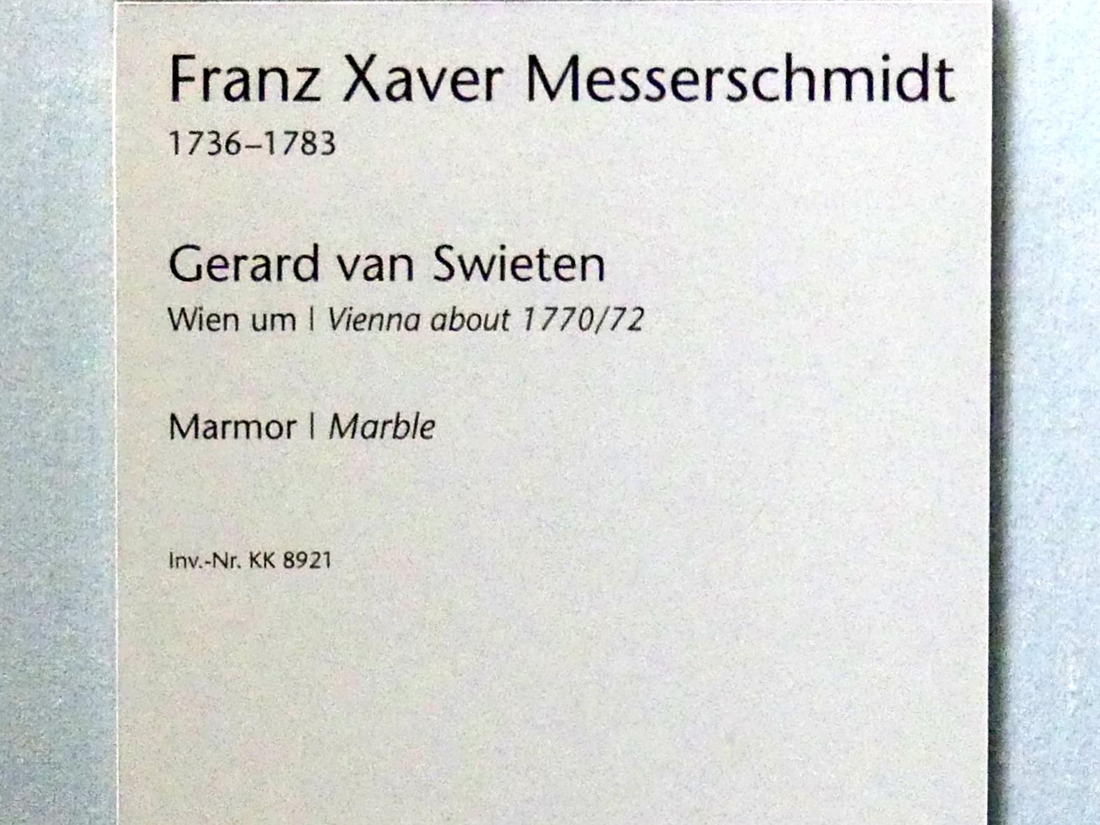 Franz Xaver Messerschmidt (1760–1778), Gerard van Swieten, Wien, Kunsthistorisches Museum, Kabinett 13, um 1770–1772, Bild 5/5