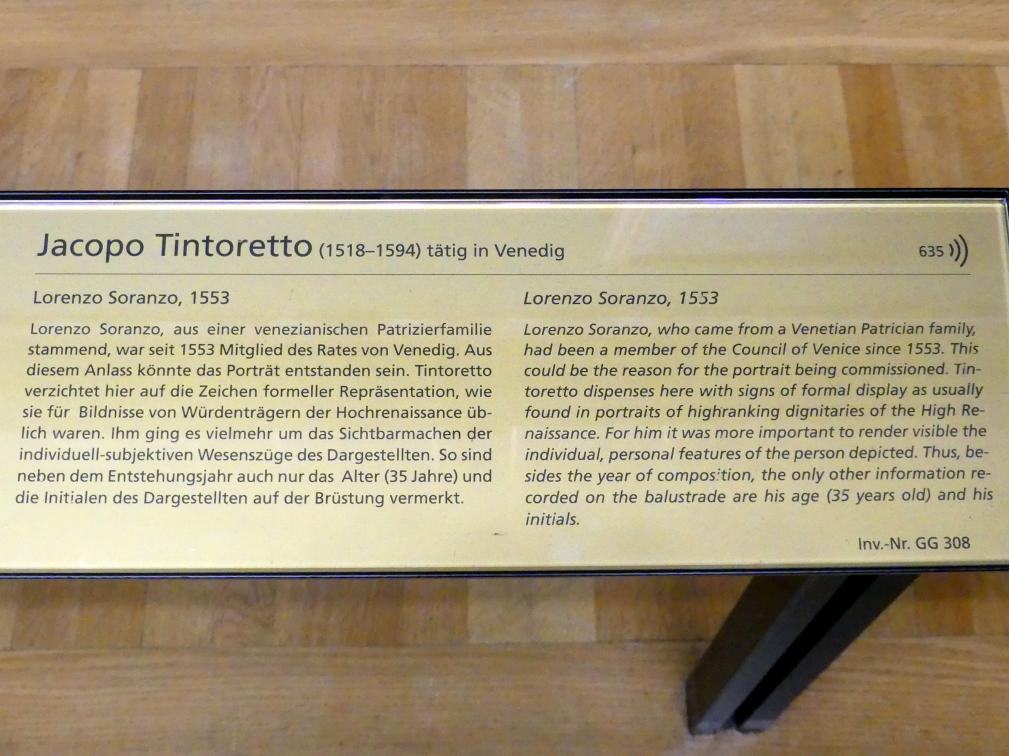 Tintoretto (Jacopo Robusti) (1540–1590), Lorenzo Soranza, Wien, Kunsthistorisches Museum, Saal XV, um 1553, Bild 2/2