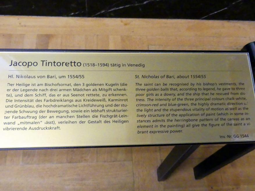Tintoretto (Jacopo Robusti) (1540–1590), Hl. Nikolaus von Bari, Wien, Kunsthistorisches Museum, Saal XV, 1554–1555, Bild 2/2